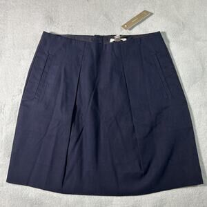Nwt J Crew Pleated Dress Skirt One Piece Women Sz 0 26x17 Navy Blue Short Office